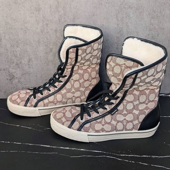 Coach Citysole Foldover High Top Platform Sneaker In Signature Jacquard - Picture 3 of 10